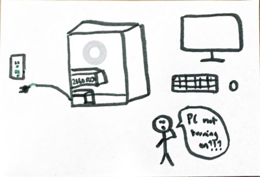 stick figure wondering why PC doesn\'t turn on